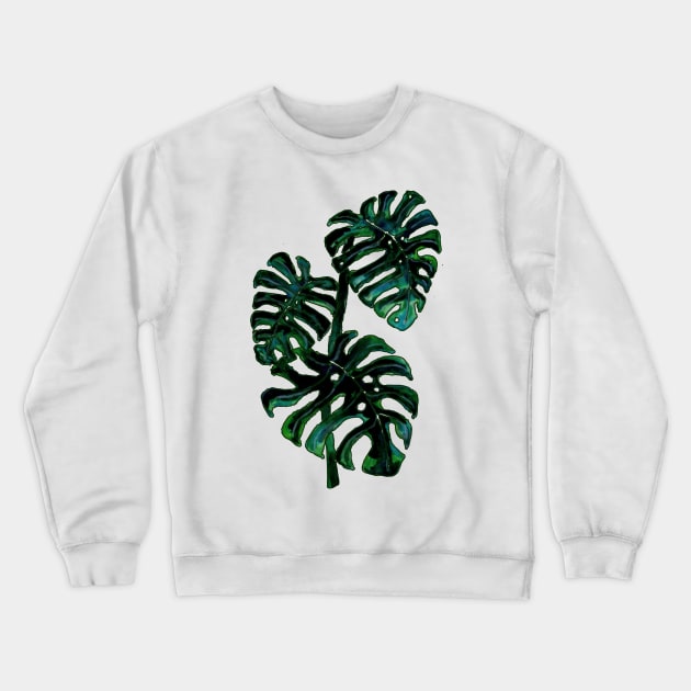 Green Monstera Plant Crewneck Sweatshirt by ZeichenbloQ